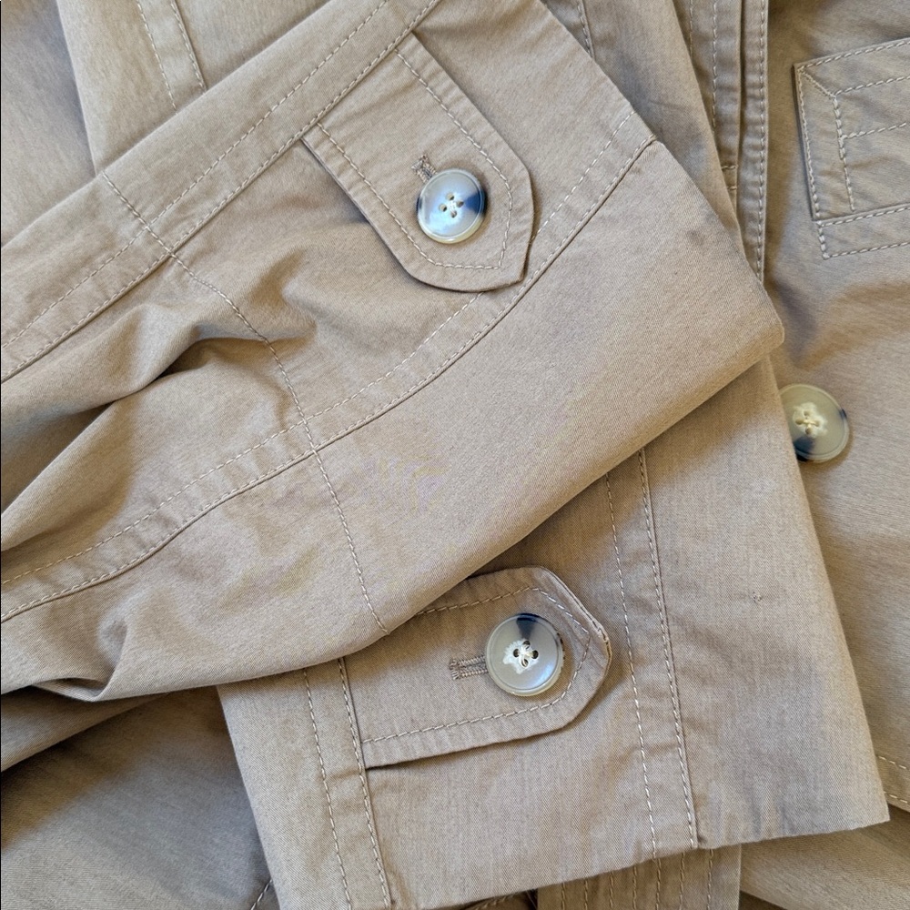 Vince Dark Khaki Cotton Belted Trench Coat, size small - Picture 8 of 16